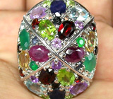 Роскошное кольцо с самоцветами Серебро 925