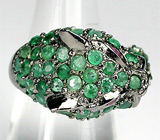 Кольцо «Леопард» с изумрудами и сапфирами Серебро 925