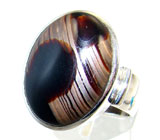 Кольцо с эффектной яшмой сорта "Зебра" Серебро 925