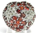 Кольцо "Звездопад" с ярко-красными гранатами Серебро 925