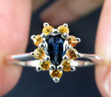 Кольцо с прозрачным синим сапфиром Серебро 925