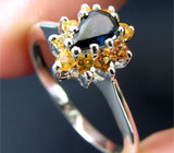 Кольцо с прозрачным синим сапфиром Серебро 925