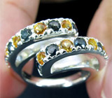 Кольцо с желтыми и синими сапфирами Серебро 925