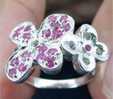 Кольцо с ярко-розовыми сапфирами Серебро 925