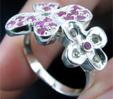 Кольцо с ярко-розовыми сапфирами Серебро 925