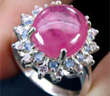 Кольцо с крупным кабошоном розового сапфира Серебро 925