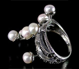 Оригинальное изящное кольцо с жемчугом Серебро 925