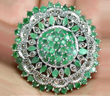 Потрясающее КРУПНОЕ кольцо с изумрудами Серебро 925