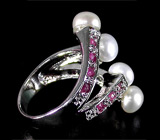 Оригинальное кольцо с жемчугом и сапфирами Серебро 925