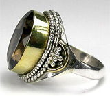 Стильное кольцо с дымчатым топазом Серебро 925