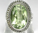Стильное кольцо с зеленым аметистом Серебро 925