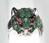 Кольцо "Тигр" с изумрудами Серебро 925