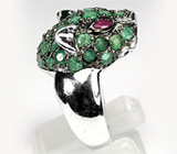 Кольцо "Тигр" с изумрудами Серебро 925