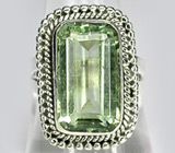 Эффектное кольцо с зеленым аметистом Серебро 925