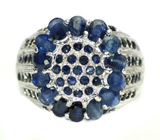 Перстень с синими сапфирами Серебро 925