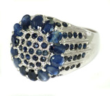 Перстень с синими сапфирами Серебро 925