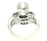 Великолепное кольцо с жемчужиной и синими сапфирами Серебро 925