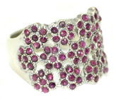 Широкое кольцо с пурпурными сапфирами Серебро 925