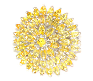 Роскошное кольцо с ярко-желтыми сапфирами