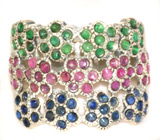 Широкое кольцо с самоцветами Серебро 925