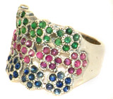 Широкое кольцо с самоцветами Серебро 925