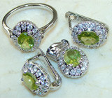 Комплект с перидотами Серебро 925