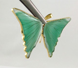 Изящный кулон "Бабочка" с зеленым агатом