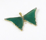 Изящный кулон "Бабочка" с зеленым агатом Золото