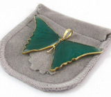 Изящный кулон "Бабочка" с зеленым агатом Золото