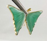 Изящный кулон "Бабочка" с зеленым агатом Золото