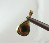 Подвеска со слайсом арбузного турмалина Золото