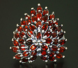 Превосходное кольцо с гранатами Серебро 925