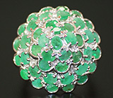 Эффектное кольцо с изумрудами Серебро 925