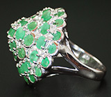 Эффектное кольцо с изумрудами Серебро 925