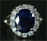 Кольцо с крупным синим сапфиром Серебро 925