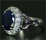 Кольцо с крупным синим сапфиром Серебро 925