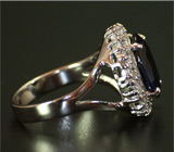 Кольцо с крупным синим сапфиром Серебро 925