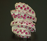 Оригинальное широкое кольцо с сапфирами Серебро 925