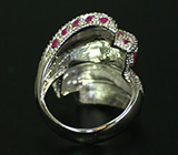 Оригинальное широкое кольцо с сапфирами Серебро 925