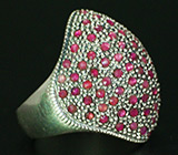 Крупное кольцо с розовыми сапфирами Серебро 925