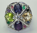 Праздничное кольцо с самоцветами Серебро 925