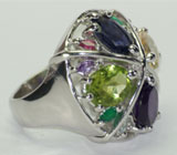 Праздничное кольцо с самоцветами Серебро 925