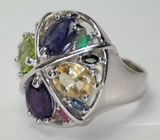 Праздничное кольцо с самоцветами Серебро 925