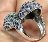 Интересное кольцо с сапфирами Серебро 925