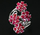 Кольцо с "цветками" ярких сапфиров Серебро 925