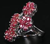 Кольцо с "цветками" ярких сапфиров Серебро 925