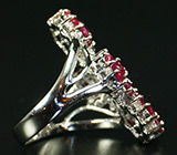 Кольцо с "цветками" ярких сапфиров Серебро 925