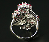 Кольцо с "цветками" ярких сапфиров Серебро 925