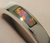 Изящное кольцо с черным опалом высочайшего качества