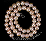 Ожерелье из золотисто-розового жемчуга Серебро 925